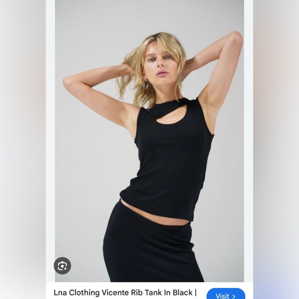 NWT LNA Vicente Black Ribbed Cut Out Tank Date Night Sexy Top Sleeveless Evereve